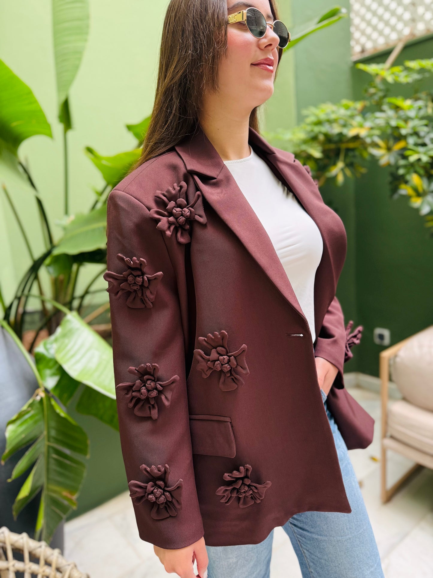 BLAZER FLEUR MARRON