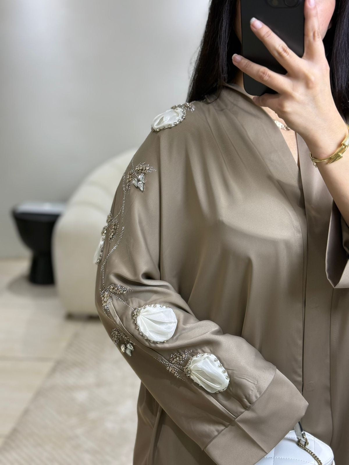 ABAYA FLOWER BEIGE