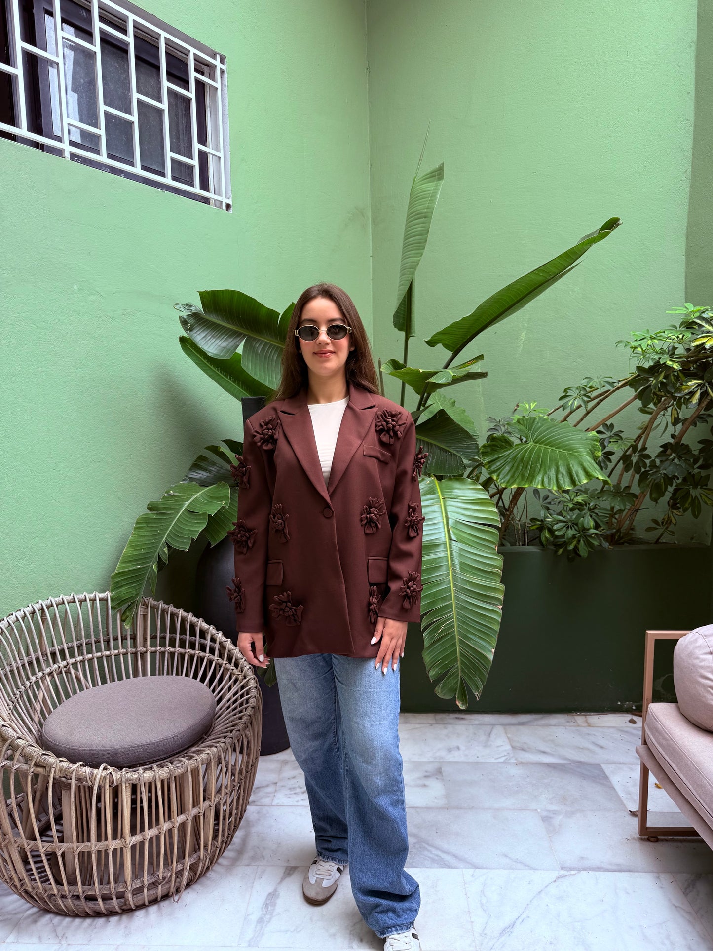 BLAZER FLEUR MARRON