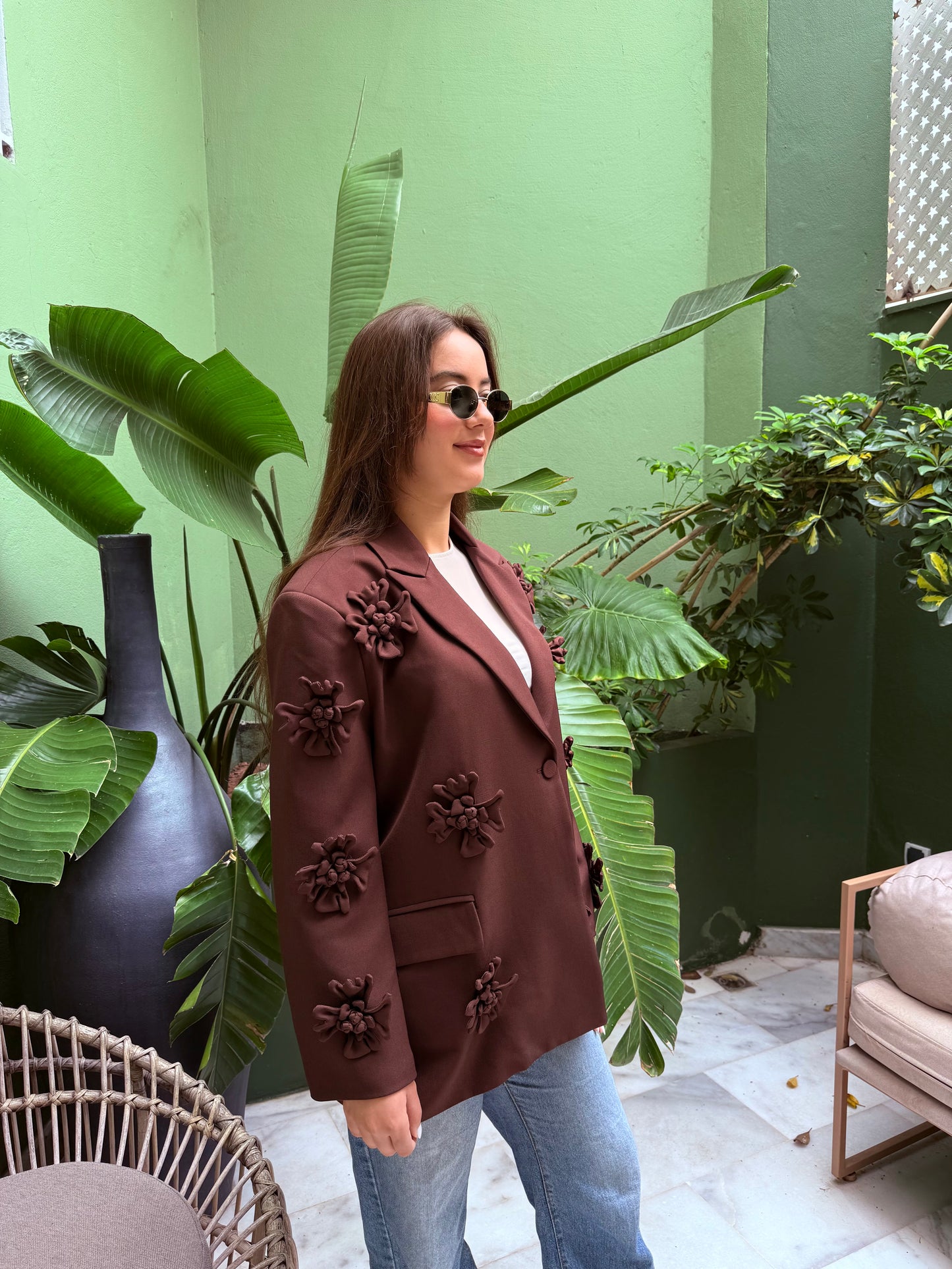 BLAZER FLEUR MARRON