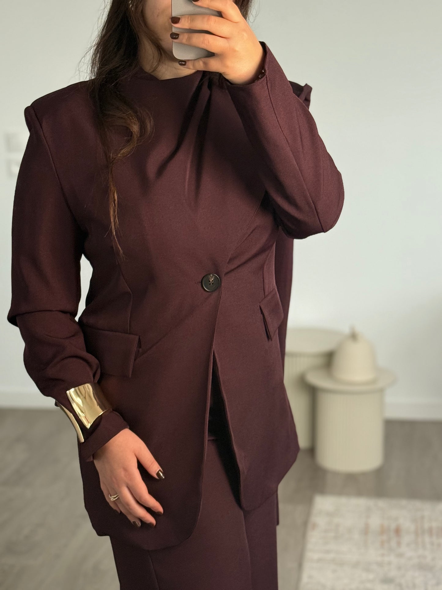 Ensemble Blazer et pantalon YAZMI BORDEAUX