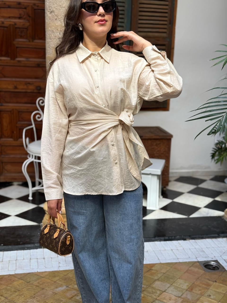 CHEMISE À NOUER BEIGE
