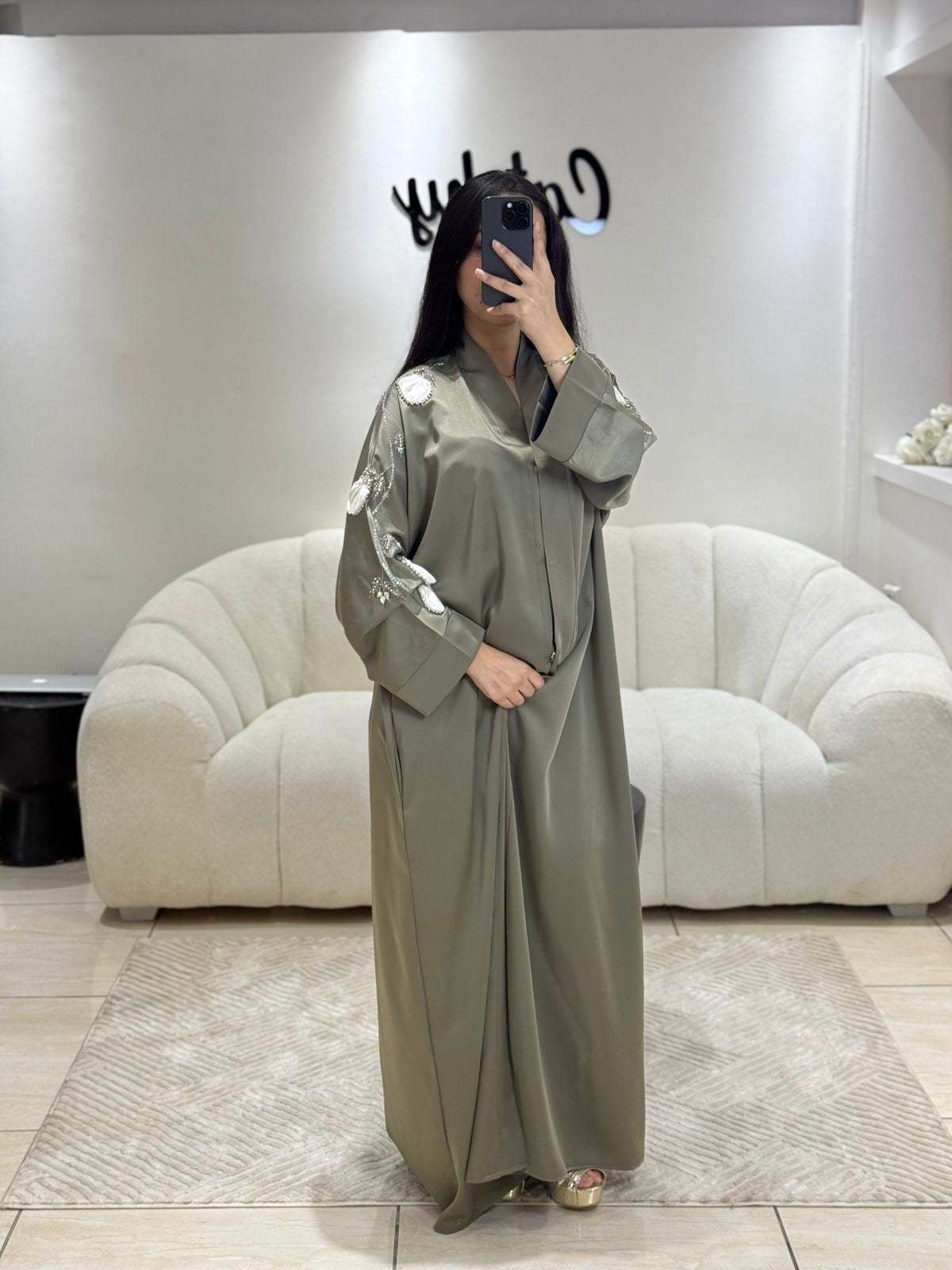 ABAYA FLOWER KAKI
