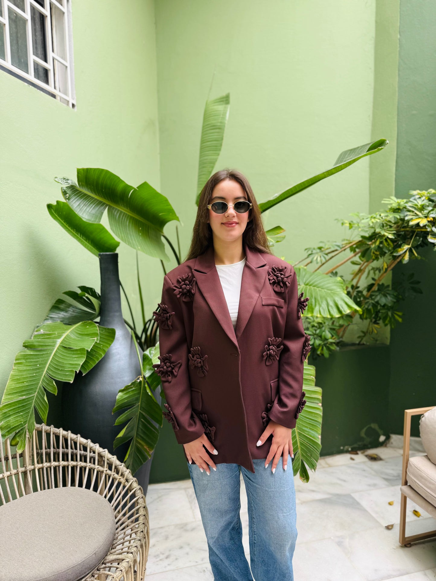 BLAZER FLEUR MARRON