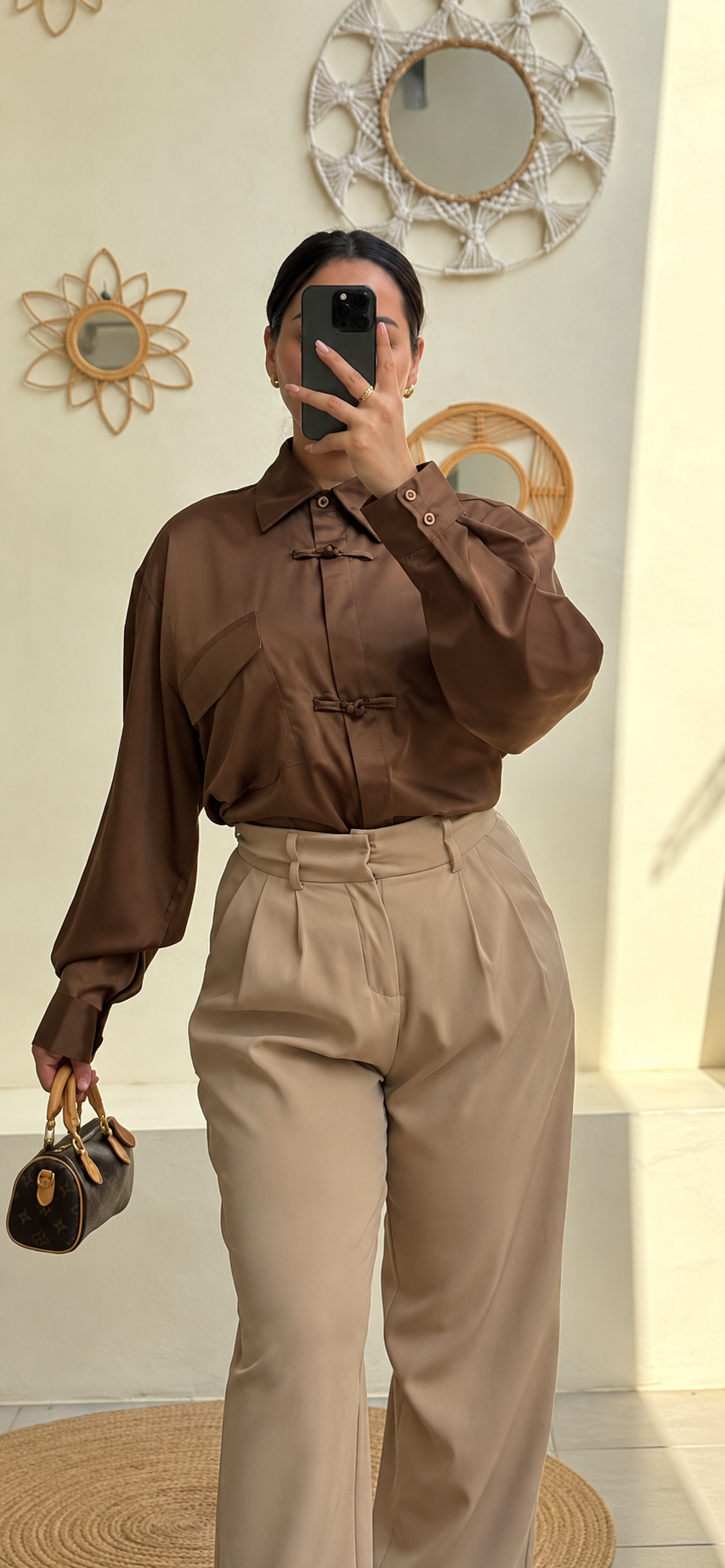 CHEMISE SATINÉE MARRON
