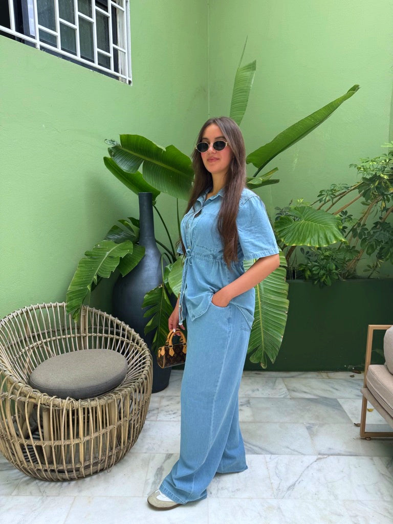 ENSEMBLE JEAN NOURA BLEU CLAIR