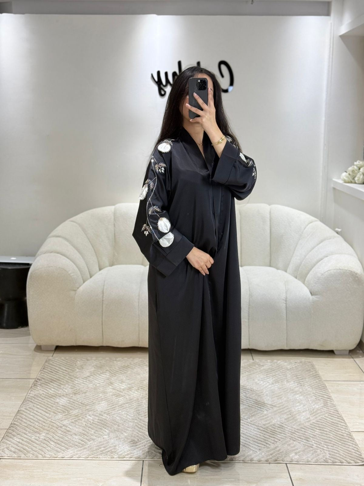 ABAYA FLOWER NOIRE