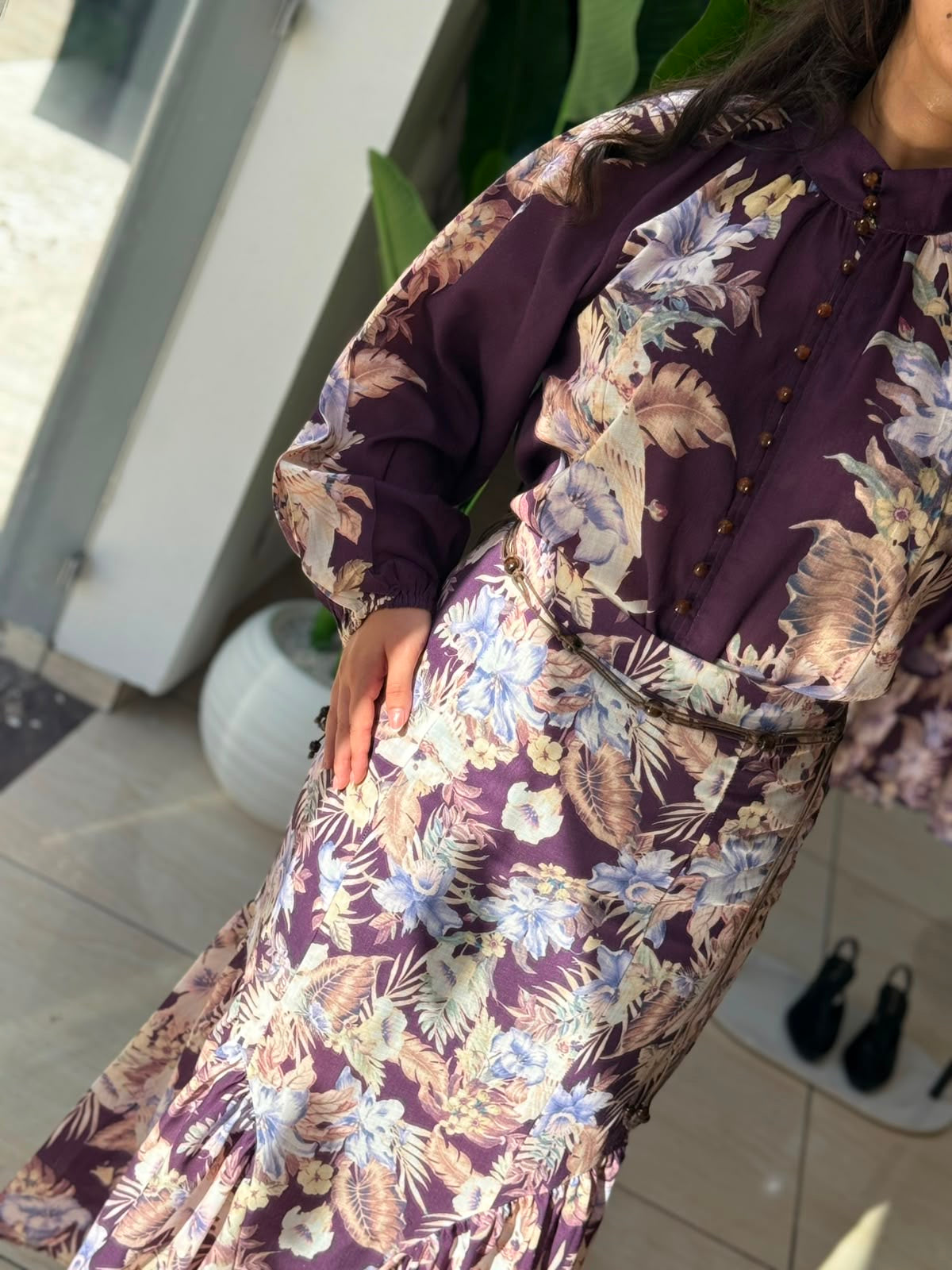ENSEMBLE FLORALE PRUNE