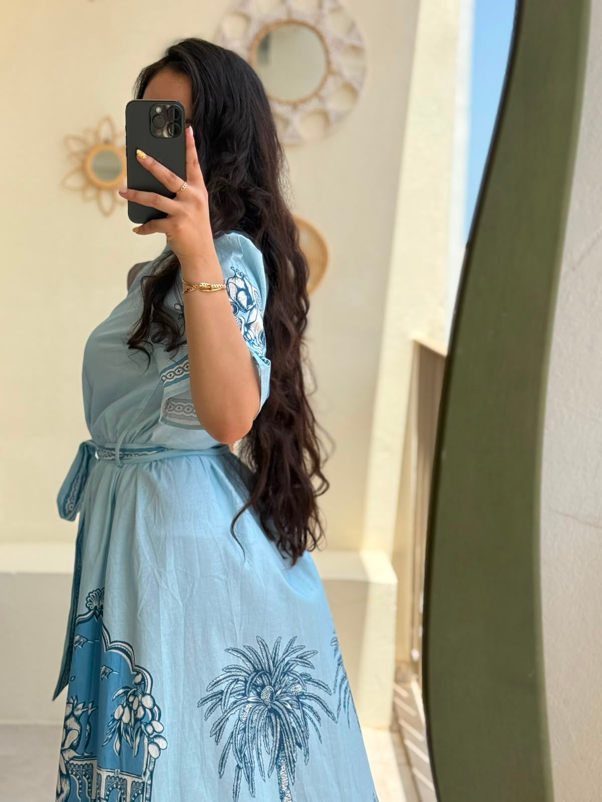 Robe chemise imprimée - Bleu ciel