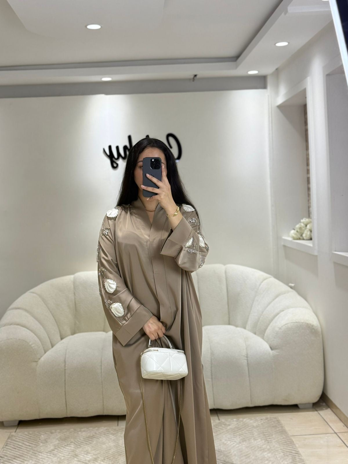 ABAYA FLOWER BEIGE