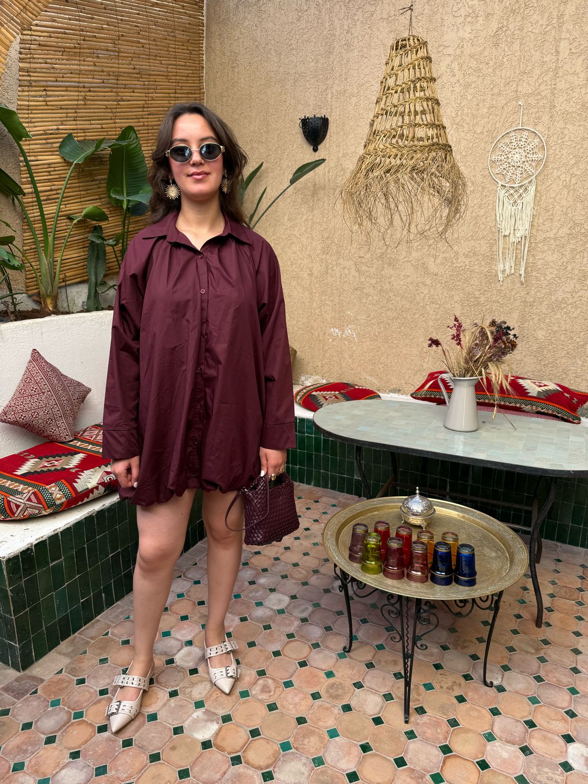 ROBE BALLON BORDEAUX