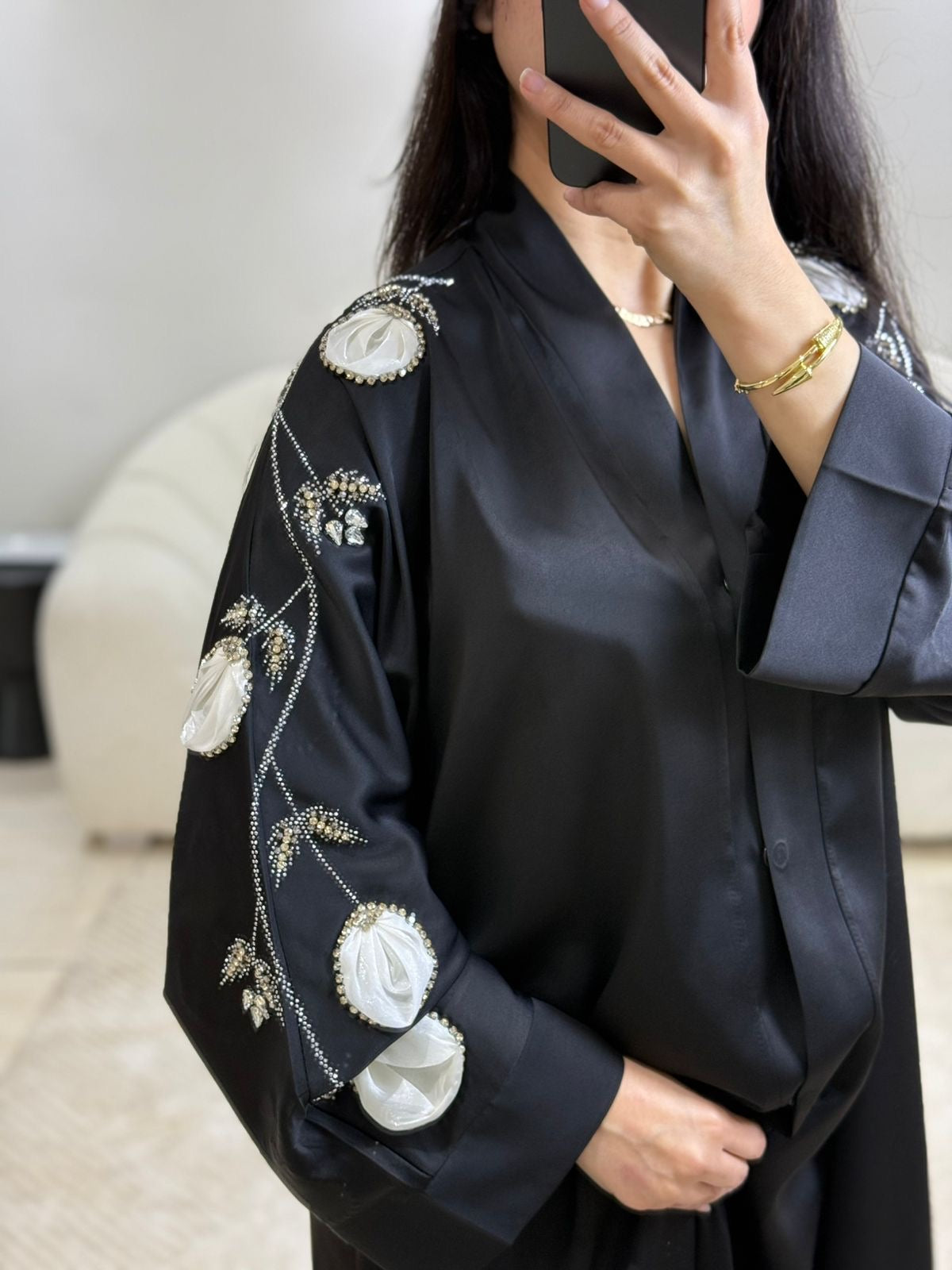 ABAYA FLOWER NOIRE