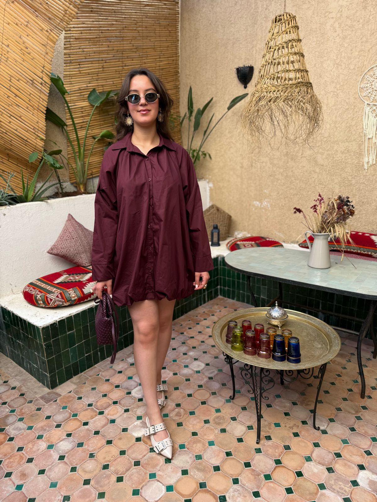 ROBE BALLON BORDEAUX