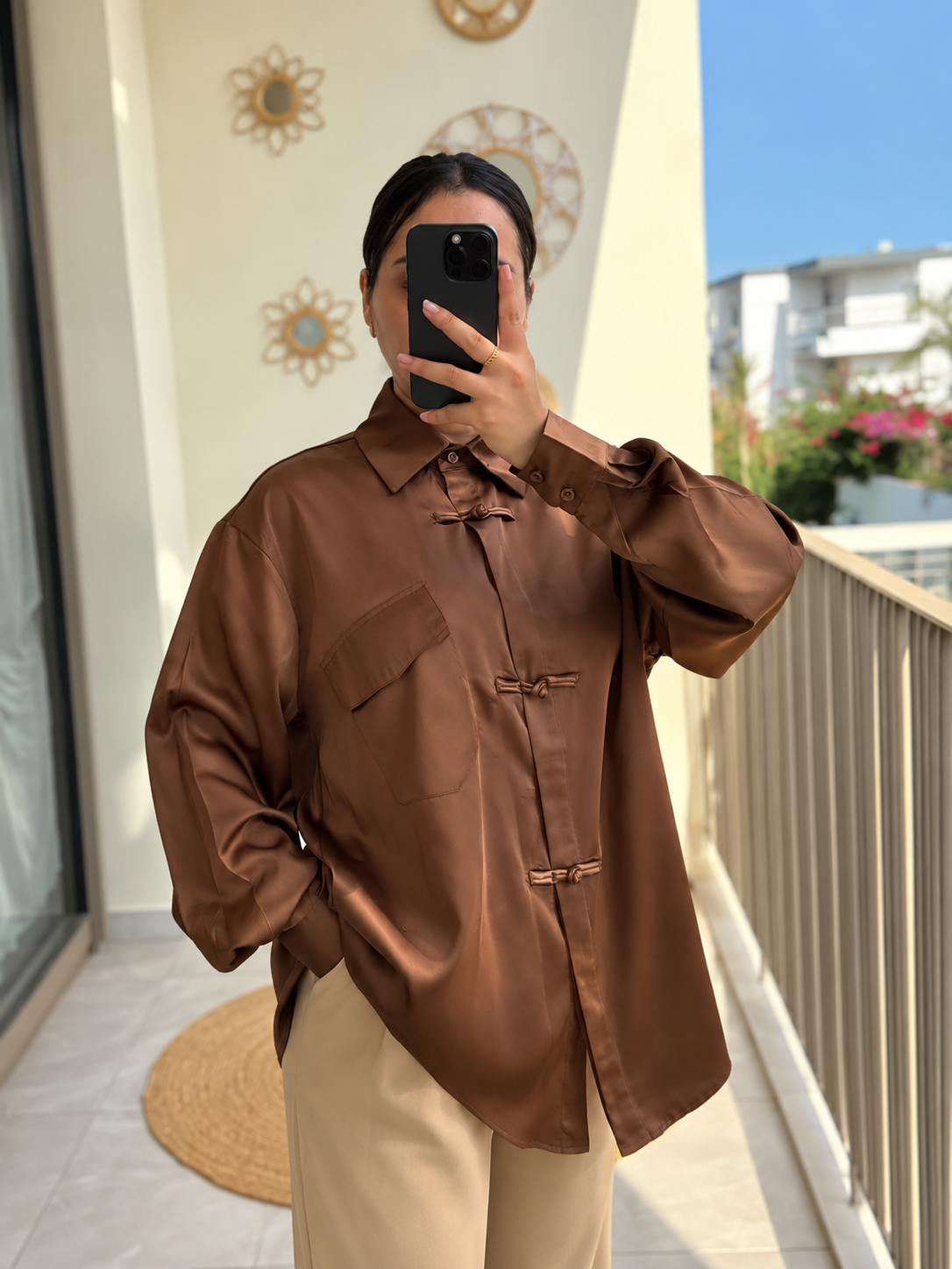 CHEMISE SATINÉE MARRON
