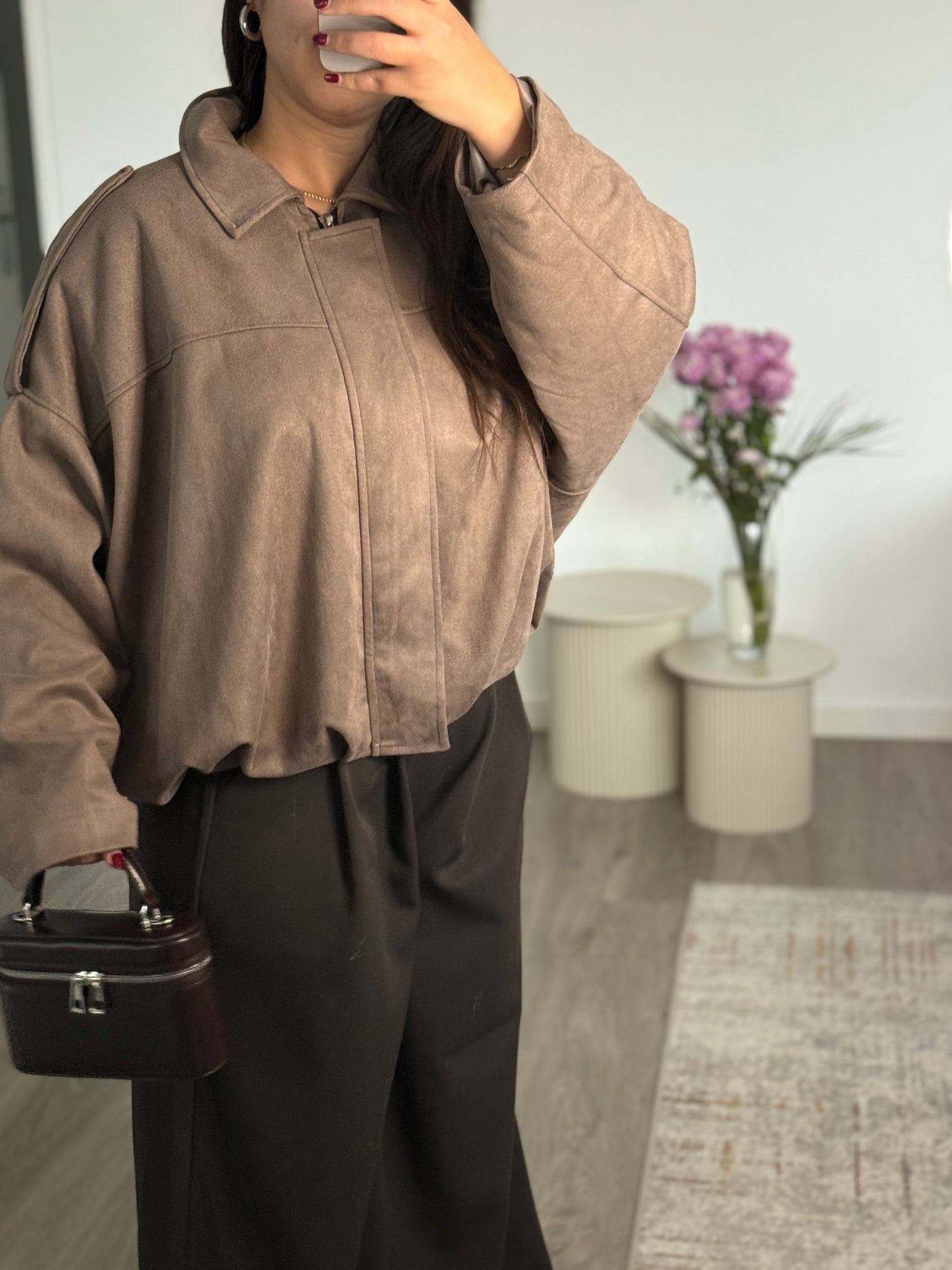 VESTE DAIM YARIS TAUPE