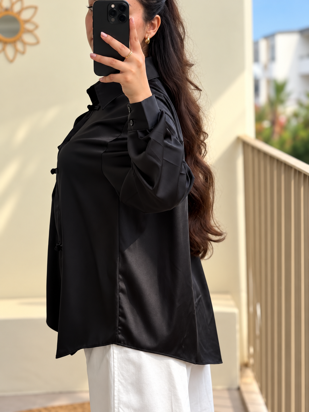 CHEMISE SATINÉE NOIRE