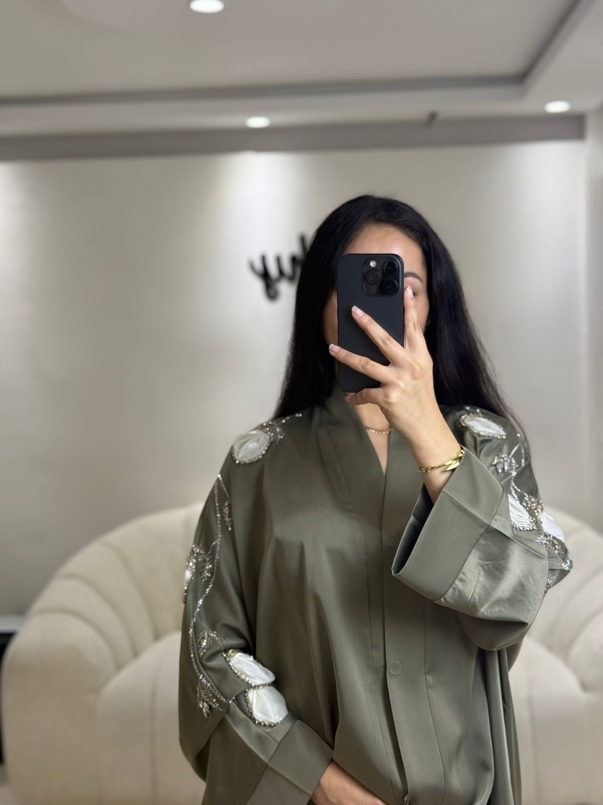 ABAYA FLOWER KAKI