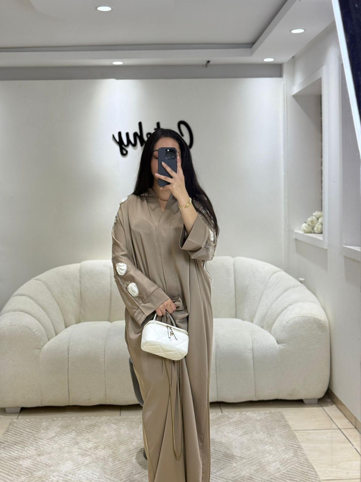 ABAYA FLOWER BEIGE