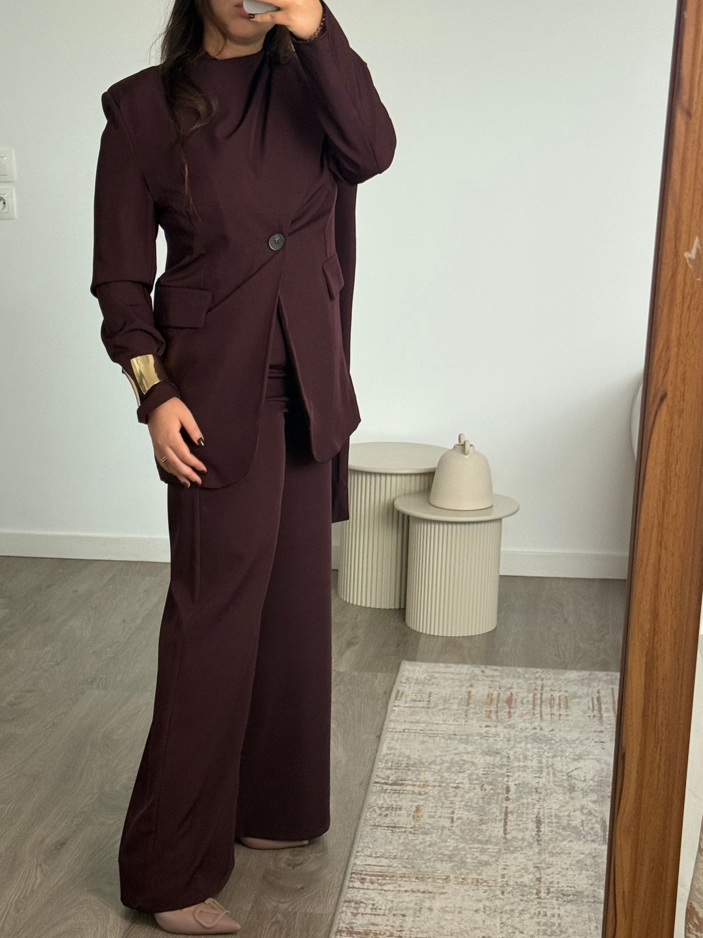 Ensemble Blazer et pantalon YAZMI BORDEAUX