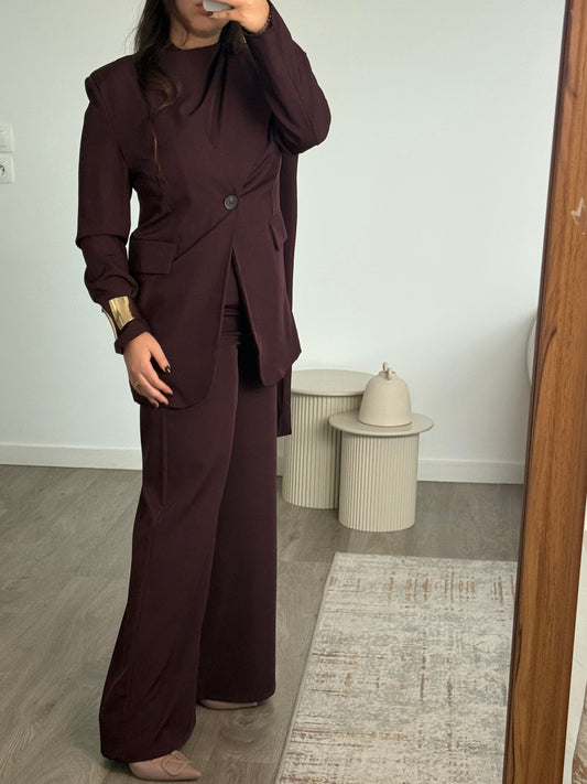 Ensemble Blazer et pantalon YAZMI BORDEAUX
