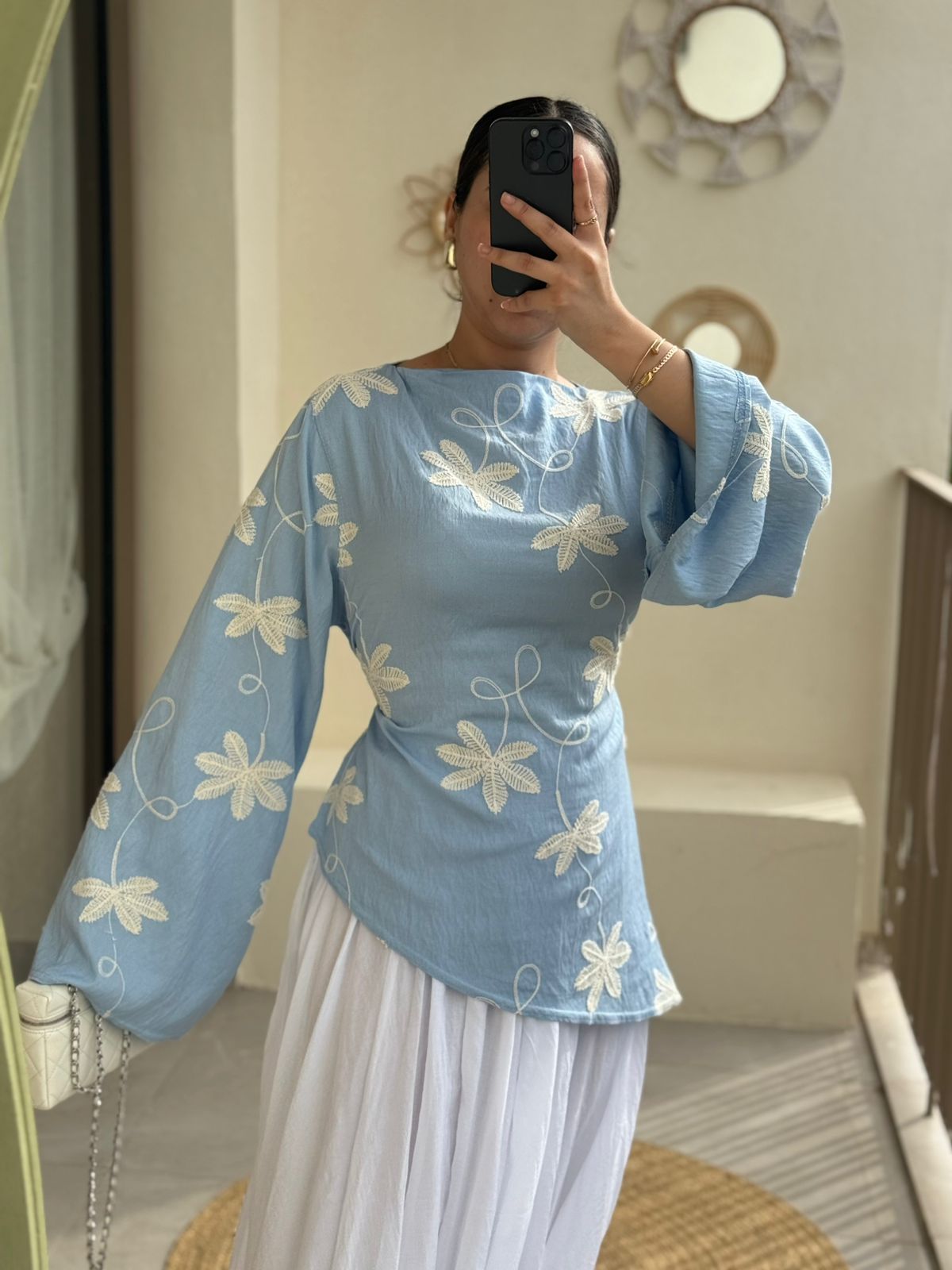 HAUT ASYMÉTRIQUE OSTUNI BLEU