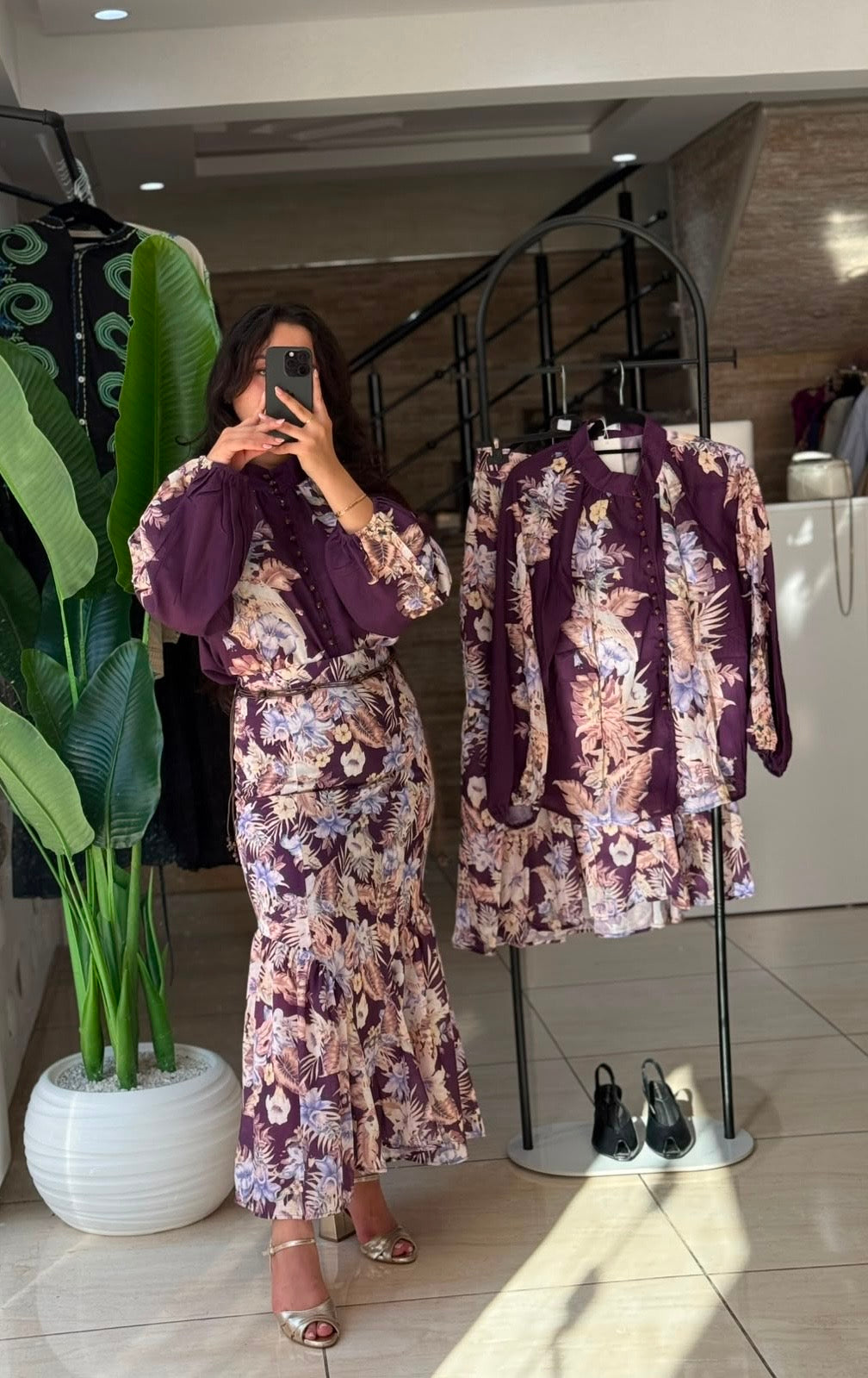 ENSEMBLE FLORALE PRUNE