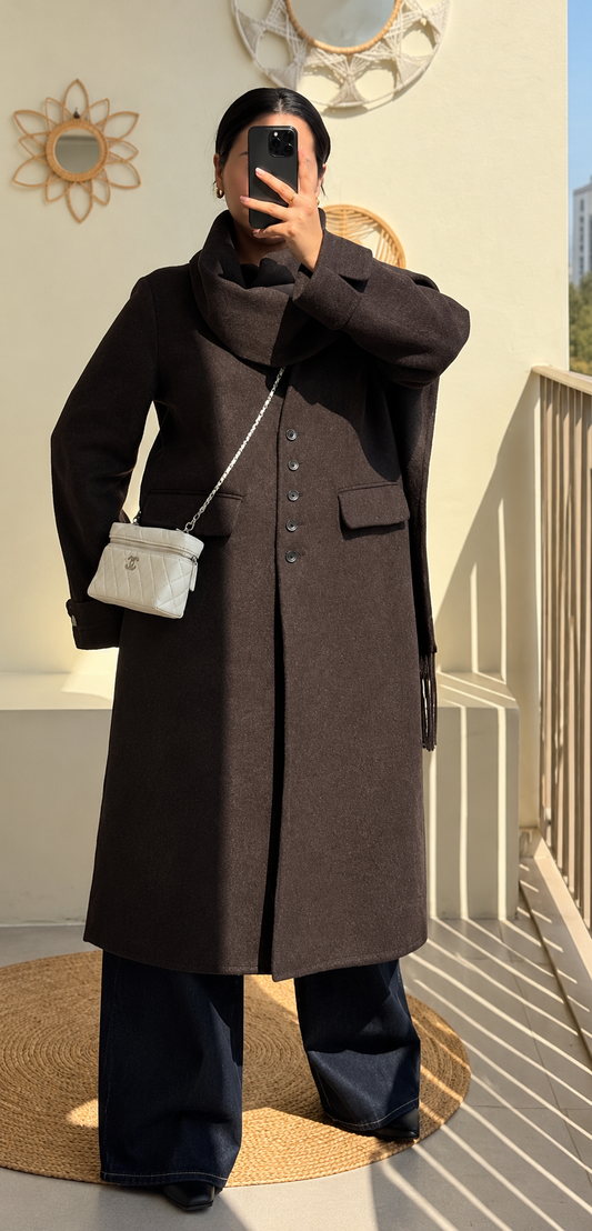 MANTEAU LAINE MARRON