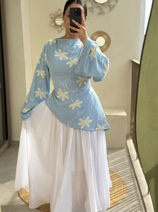 HAUT ASYMÉTRIQUE OSTUNI BLEU