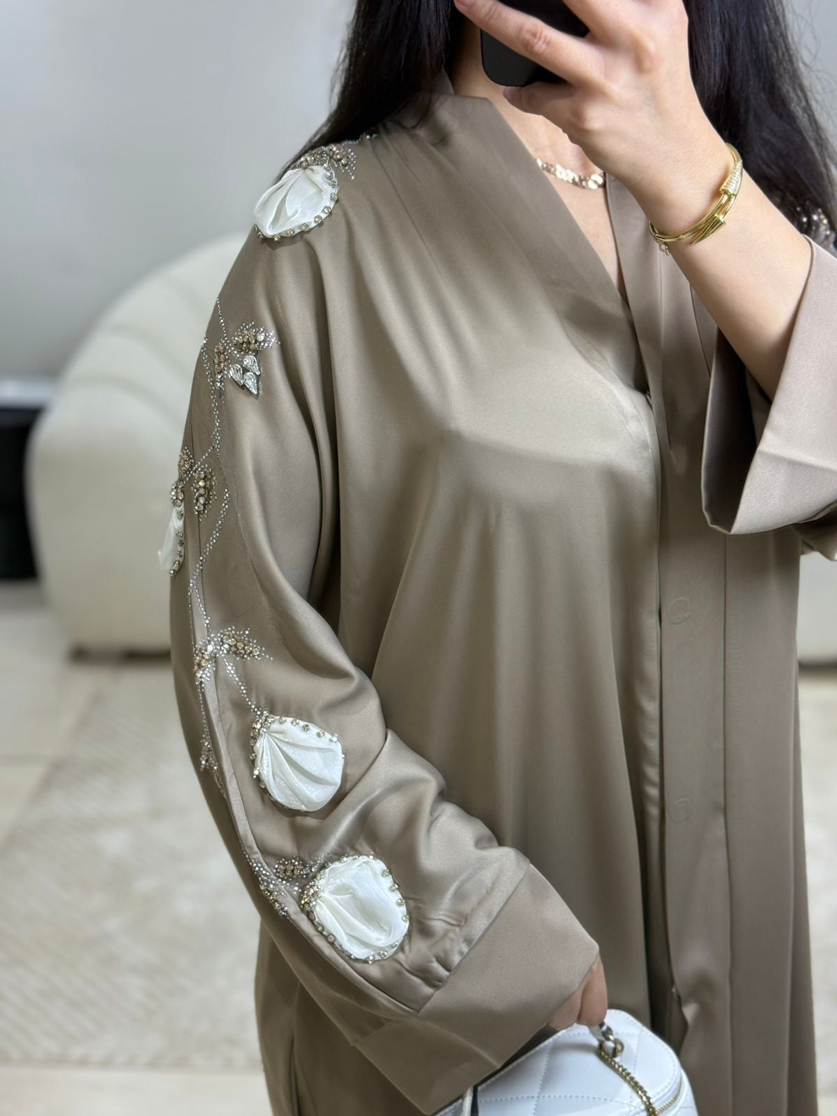 ABAYA FLOWER BEIGE