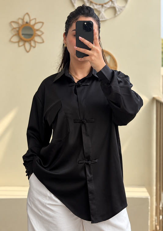 CHEMISE SATINÉE NOIRE