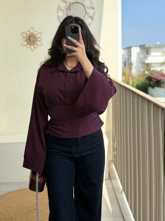 CHEMISE ANVE AUBERGINE