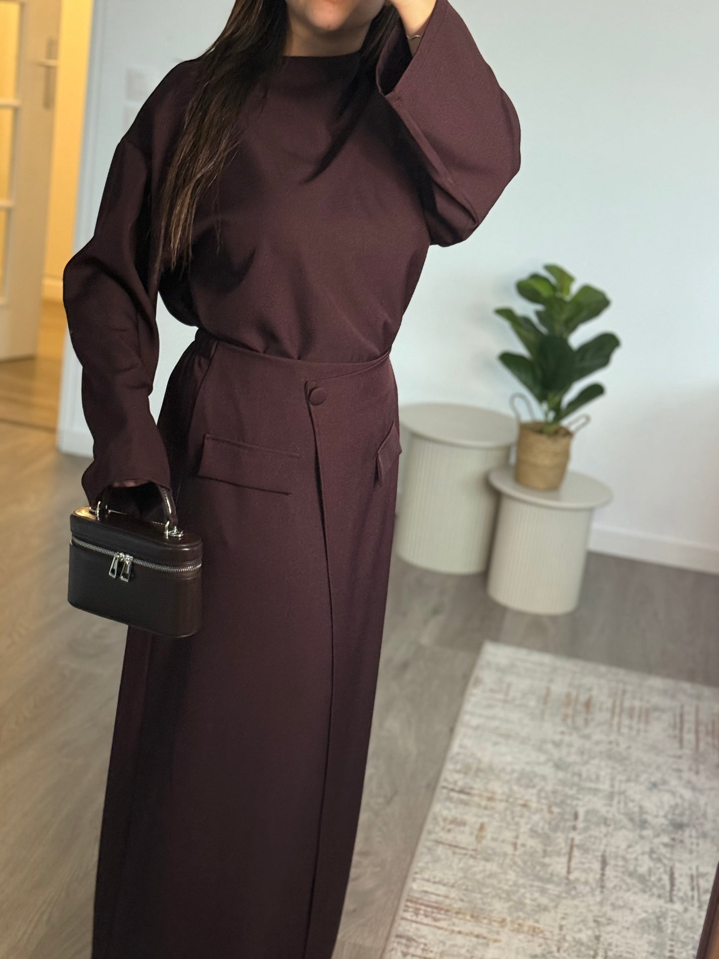 Ensemble top et jupe MODA I Prune