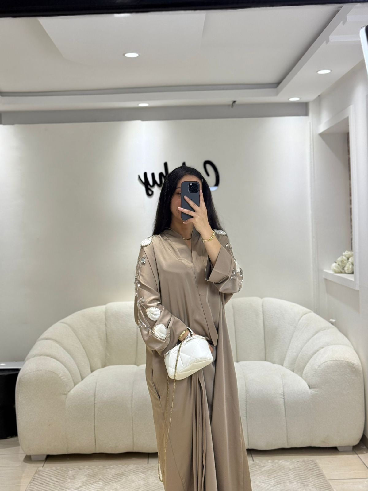 ABAYA FLOWER BEIGE