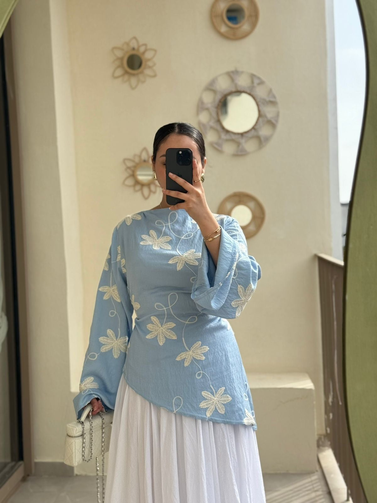 HAUT ASYMÉTRIQUE OSTUNI BLEU