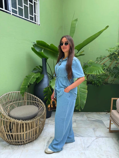 ENSEMBLE JEAN NOURA BLEU CLAIR