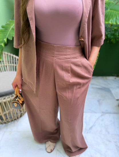 ENSEMBLE EN LIN MARRON TOARMINA