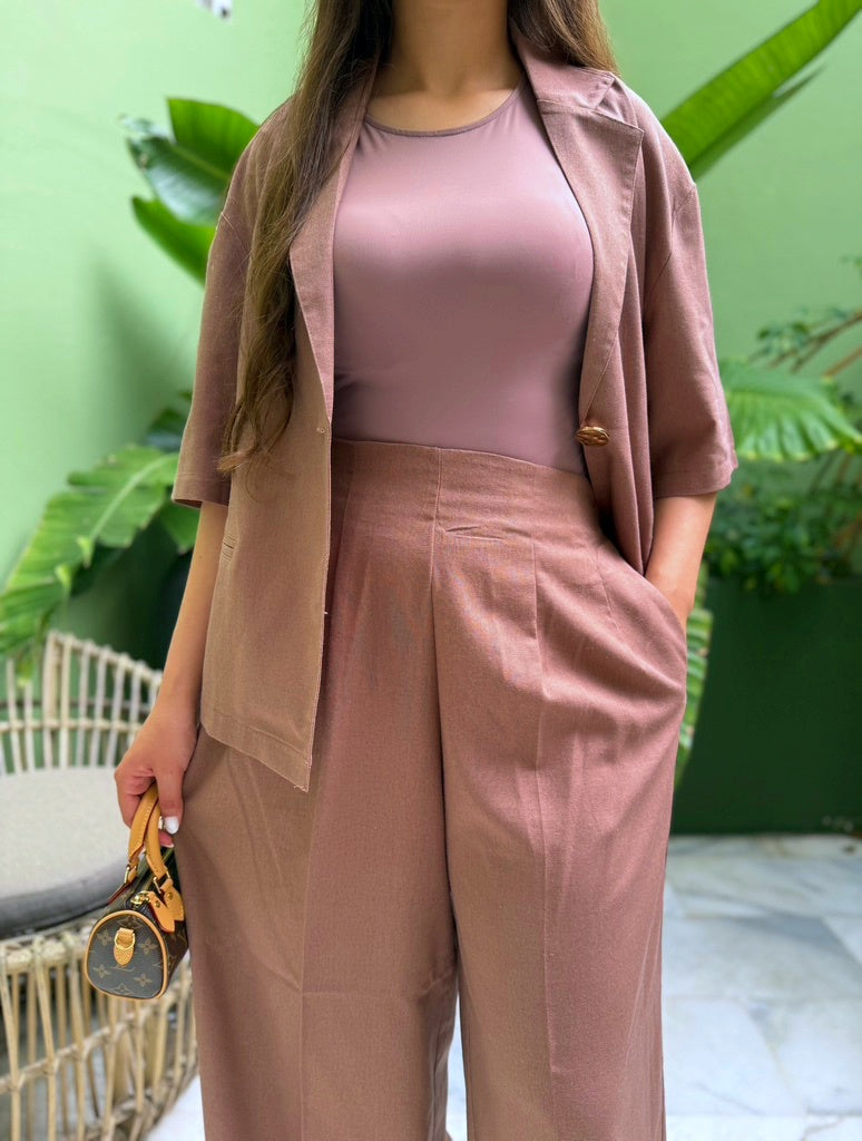 ENSEMBLE EN LIN MARRON TOARMINA