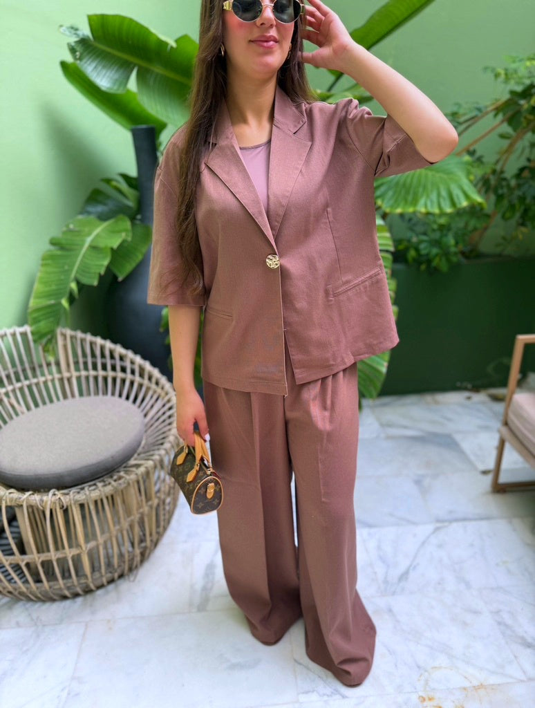 ENSEMBLE EN LIN MARRON TOARMINA