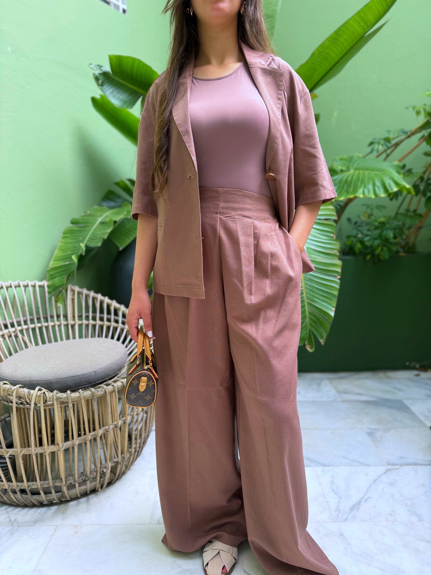 ENSEMBLE EN LIN MARRON TOARMINA