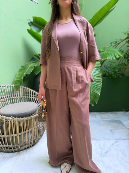 ENSEMBLE EN LIN MARRON TOARMINA