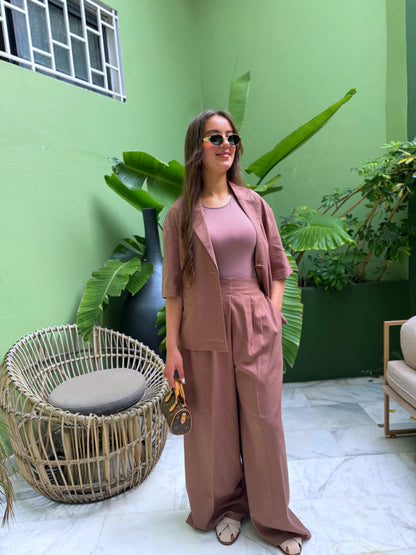 ENSEMBLE EN LIN MARRON TOARMINA