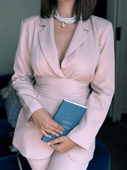 ENSEMBLE BLAZER ET PANTALON SANTALE ROSE