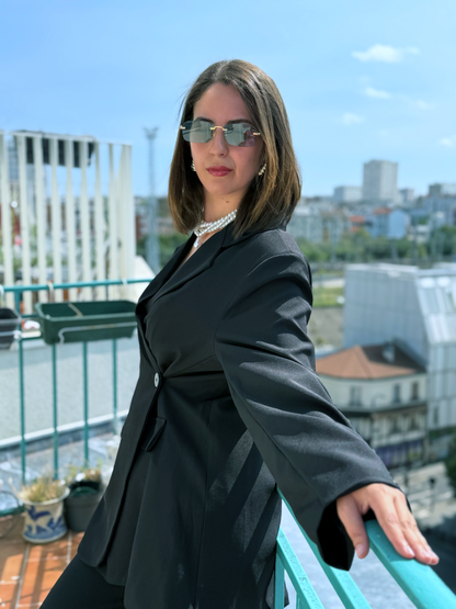 ENSEMBLE BLAZER ET PANTALON UTLI NOIR