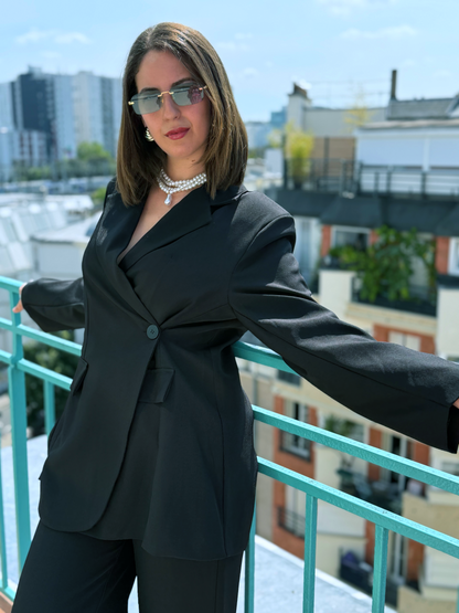 ENSEMBLE BLAZER ET PANTALON UTLI NOIR