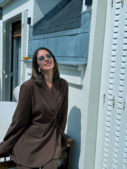 ENSEMBLE BLAZER ET PANTALON UTLI MARRON